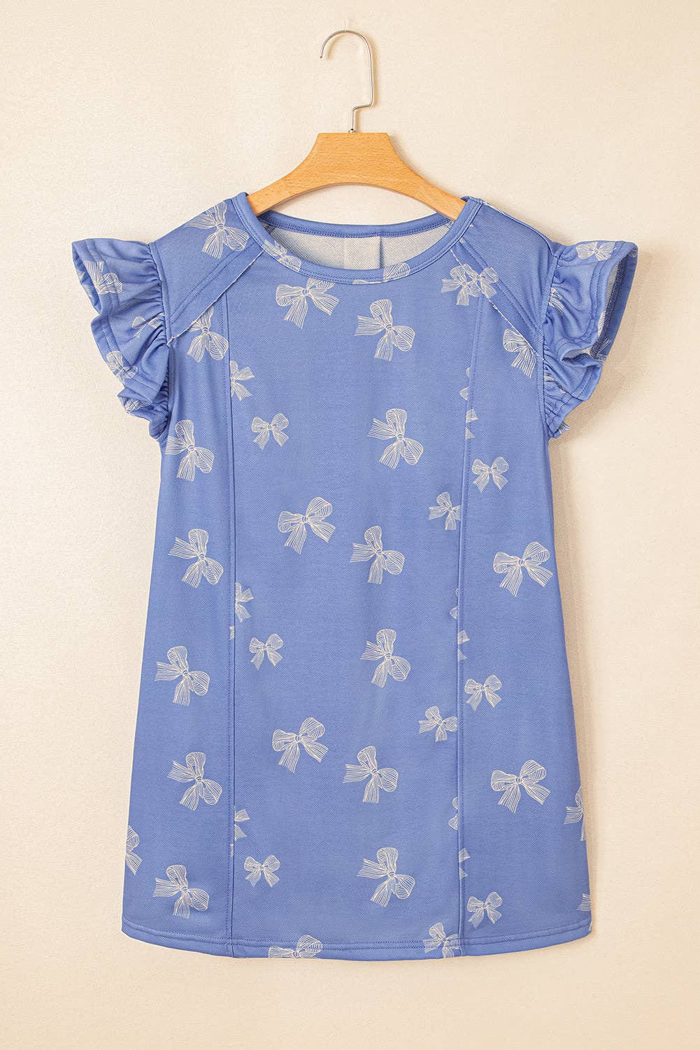 Bow Ruffle Sleeve Summer Mini Dress