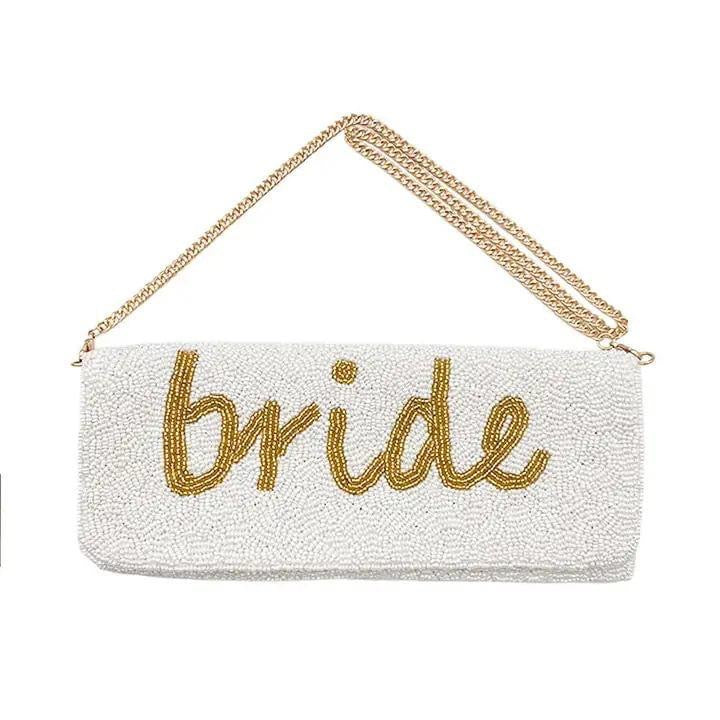 Bride gold beaded clutch