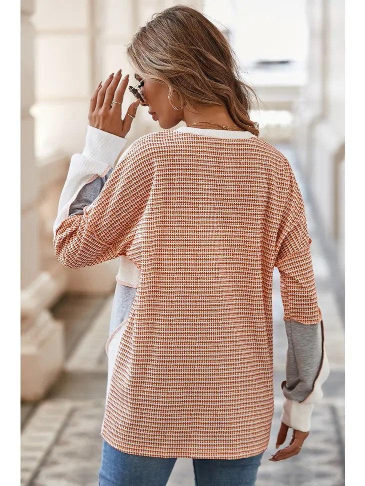Multicolor Exposed Seem Colorblock Oversize