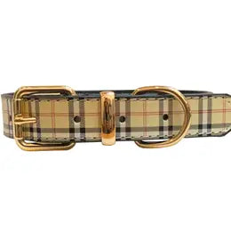 Vegan Leather Plaid Collar