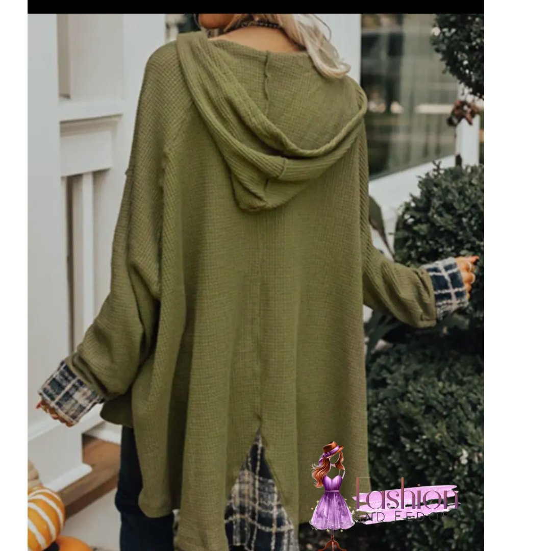 Flowy Waffle Knit Hoodie