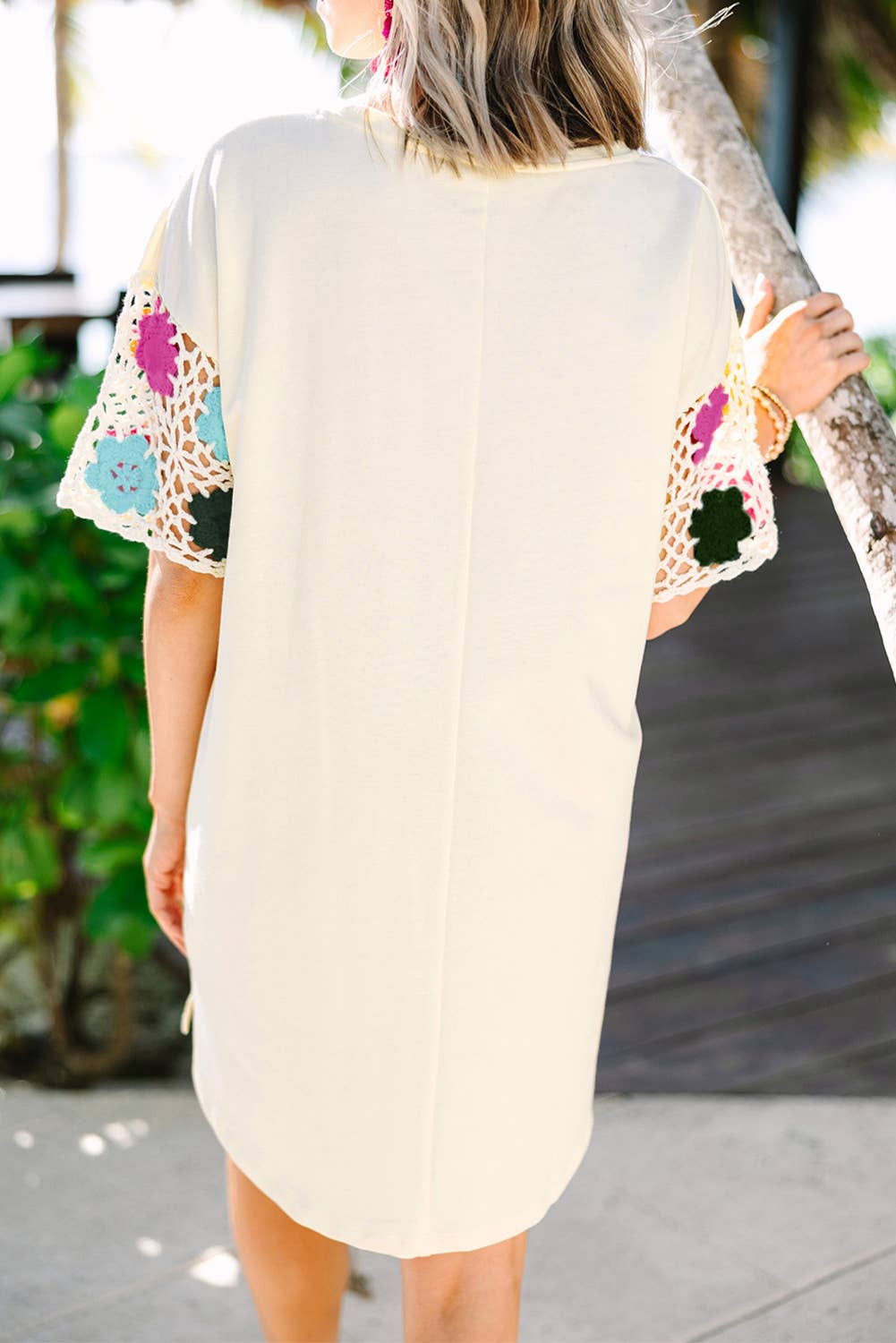 Crochet Splicing Sleeve T Shirt Dress