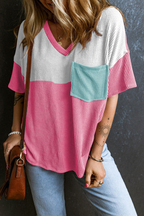 Pink color block t