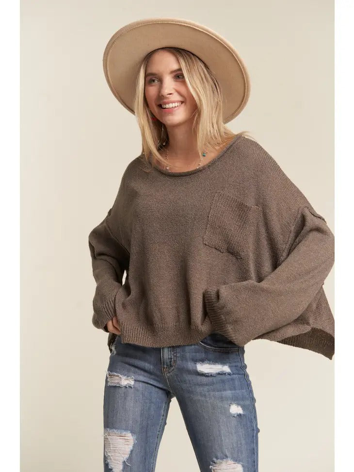 Loose fit boat neck sweater