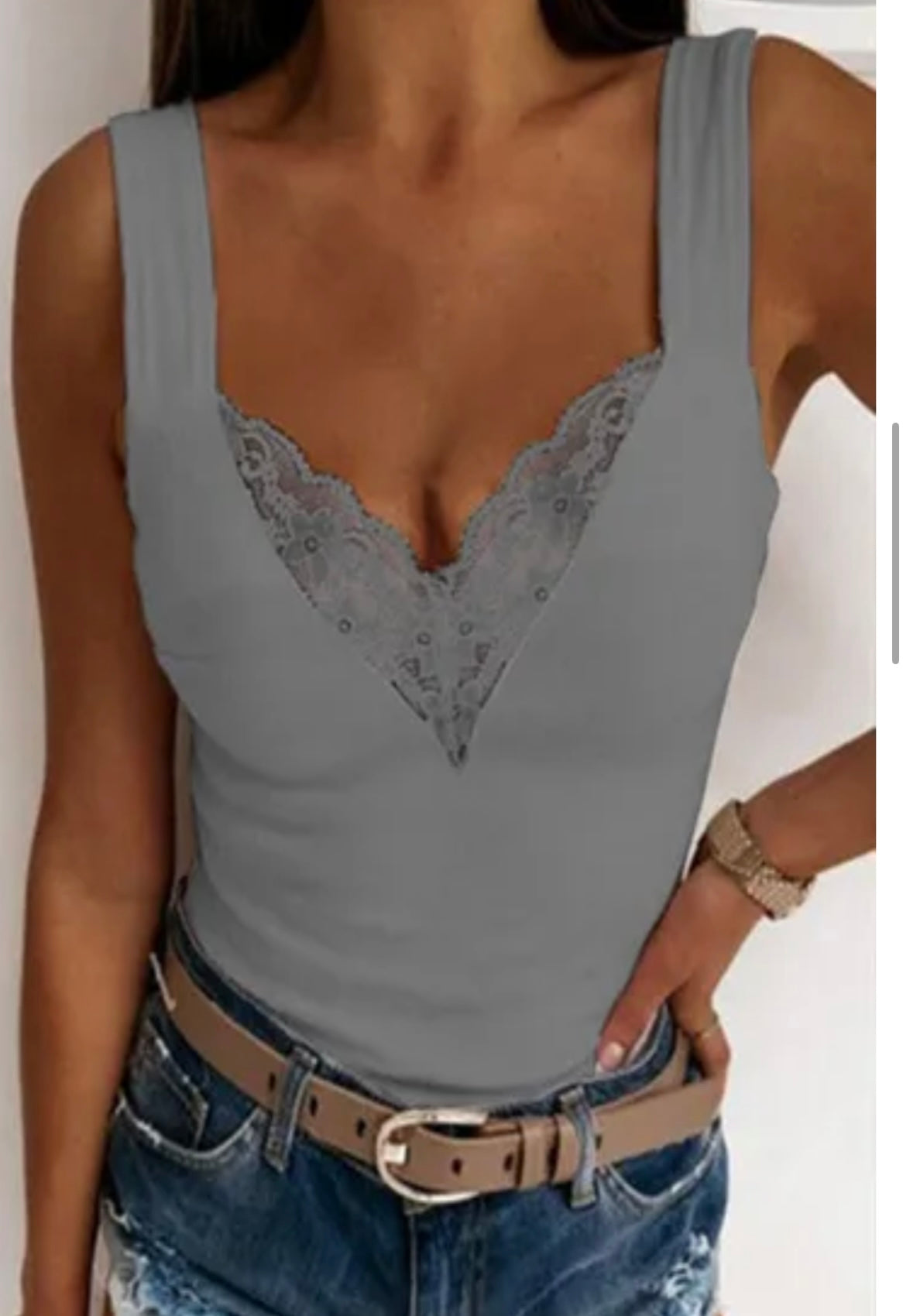 Lace gray tank