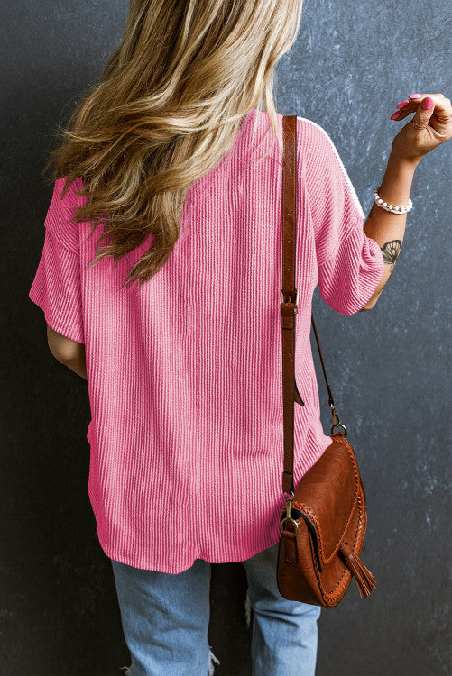 Pink color block t