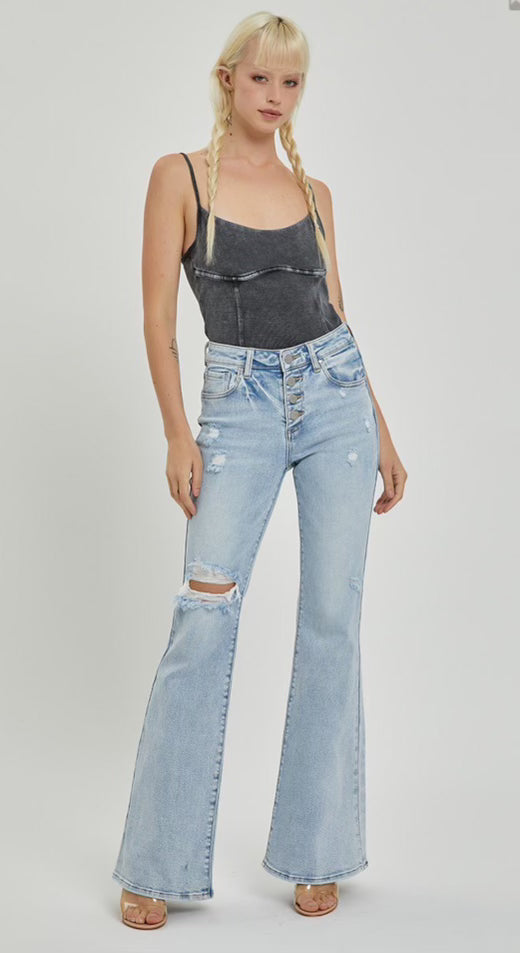 High Rise Distressed Flaire Jeans I