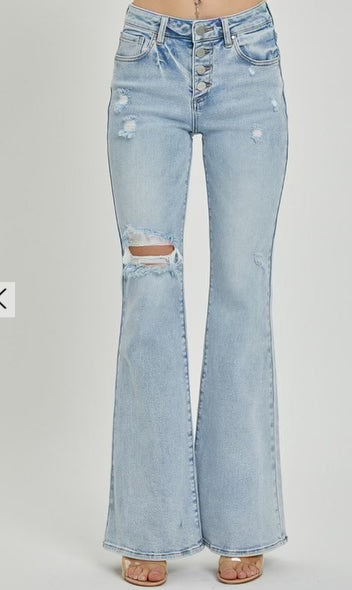 High Rise Distressed Flaire Jeans I